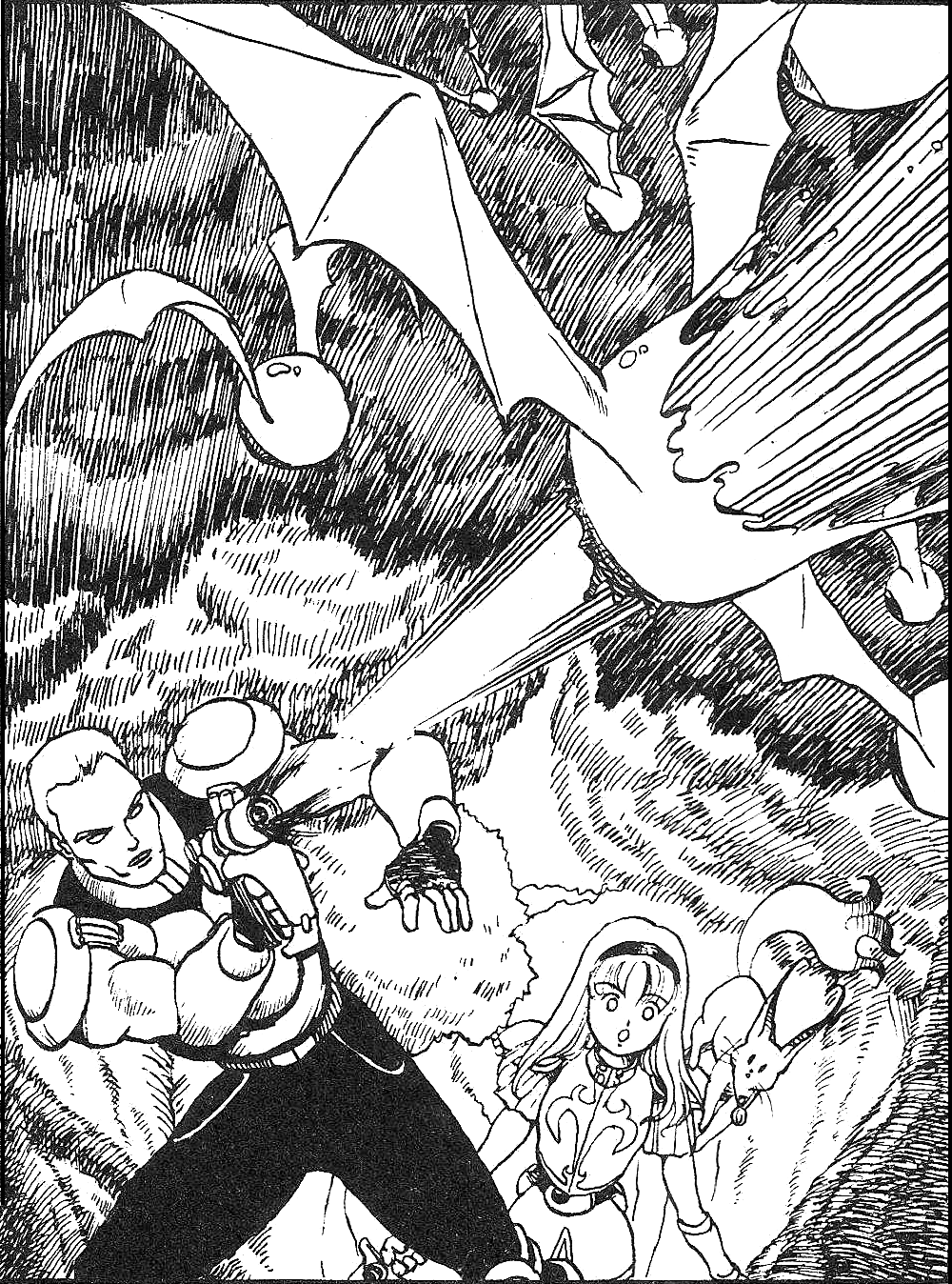 “There's flying targets all over the damn place!” Tyrone fired his Needle Gun. The Gold Lenses were shot down, one after another.